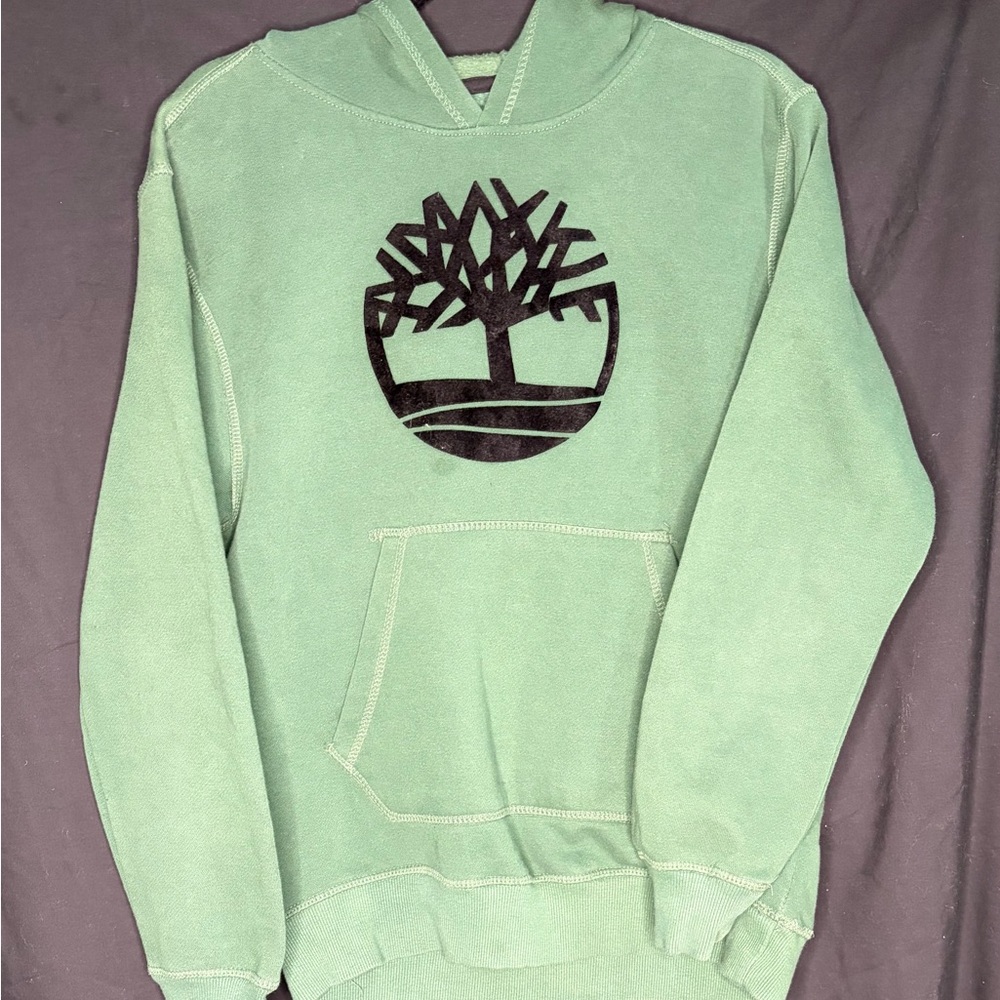 Green Timberland Hoodie with Logo Kids